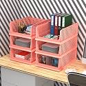Kuber Industries (Pack of 6) Desk Stationary Organizer | Foldable Office Desk Organizers | Drawers for Dressing Table | Storage Bins for Kitchen, Bathroom | Coral Pink