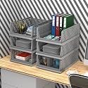 Kuber Industries (Pack of 6) Desk Stationary Organizer | Foldable Office Desk Organizers | Drawers for Dressing Table | Storage Bins for Kitchen, Bathroom | Grey