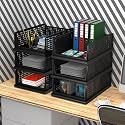 Kuber Industries (Pack of 6) Desk Stationary Organizer | Foldable Office Desk Organizers | Drawers for Dressing Table | Storage Bins for Kitchen, Bathroom | Black