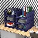 Kuber Industries (Pack of 6) Desk Stationary Organizer | Foldable Office Desk Organizers | Drawers for Dressing Table | Storage Bins for Kitchen, Bathroom | Blue