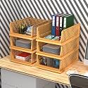 Kuber Industries (Pack of 6) Desk Stationary Organizer | Foldable Office Desk Organizers | Drawers for Dressing Table | Storage Bins for Kitchen, Bathroom | Ivory