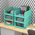 Kuber Industries (Pack of 6) Desk Stationary Organizer | Foldable Office Desk Organizers | Drawers for Dressing Table | Storage Bins for Kitchen, Bathroom | Pista Green