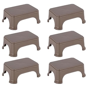 kuber industries pack of 6 durable bathroom stool for bathing  comfortable indoor machiya for sitting  senior citizens bath stool amp adults patla chair for home  plain p6 - brown