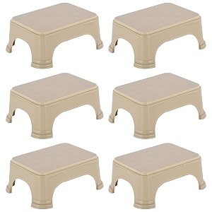 kuber industries pack of 6 durable bathroom stool for bathing  comfortable indoor machiya for sitting  senior citizens bath stool amp adults patla chair for home  plain p6 - beige