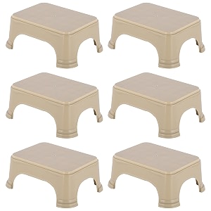 kuber industries pack of 6 durable bathroom stool for bathing  comfortable indoor machiya for sitting  senior citizens bath stool amp adults patla chair for home  plain p6 - beige