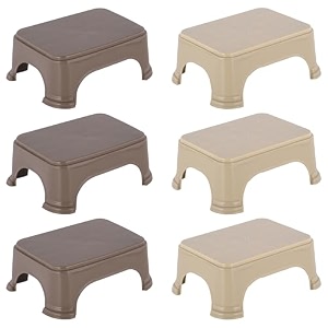kuber industries pack of 6 durable bathroom stool for bathing  comfortable indoor machiya for sitting  senior citizens bath stool amp adults patla chair for home  plain p6 - beige amp brown