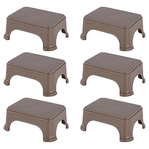 kuber industries pack of 6 durable bathroom stool for bathing  comfortable indoor machiya for sitting  senior citizens bath stool amp adults patla chair for home  plain p6 - brown