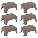 Kuber Industries Pack of 6 Durable Bathroom Stool for Bathing | Comfortable Indoor Machiya for Sitting | Senior Citizens Bath Stool &amp; Adults Patla Chair for Home | Plain P6 - Brown