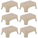 Kuber Industries Pack of 6 Durable Bathroom Stool for Bathing | Comfortable Indoor Machiya for Sitting | Senior Citizens Bath Stool &amp; Adults Patla Chair for Home | Plain P6 - Beige