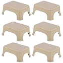 Kuber Industries Pack of 6 Durable Bathroom Stool for Bathing | Comfortable Indoor Machiya for Sitting | Senior Citizens Bath Stool &amp; Adults Patla Chair for Home | Plain P6 - Beige