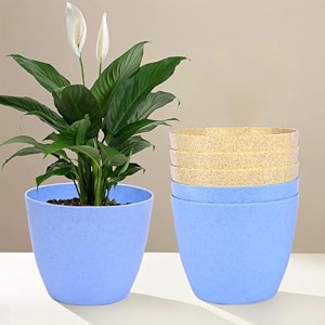 kuber industries plastic hanging flower pot for balcony amp railing set of 6 blue-18x18x59 cm