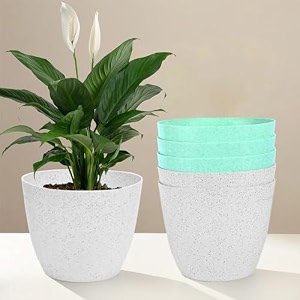 kuber industries plastic hanging flower pot for balcony amp railing set of 6 blue-18x18x59 cm