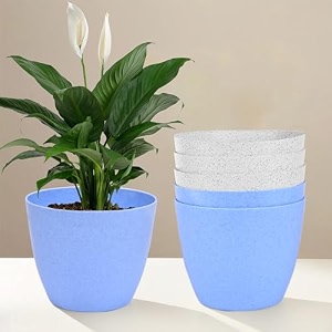 kuber industries plastic hanging flower pot for balcony amp railing set of 6 blue-18x18x59 cm