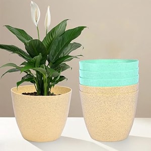 kuber industries plastic hanging flower pot for balcony amp railing set of 6 blue-18x18x59 cm