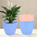 Kuber Industries Plastic Hanging Flower Pot for Balcony &amp; Railing Set of 6 (Blue)-18x18x59 cm