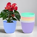Kuber Industries Plastic Hanging Flower Pot for Balcony &amp; Railing Set of 6 (Blue)-18x18x59 cm