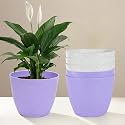 Kuber Industries Plastic Hanging Flower Pot for Balcony &amp; Railing Set of 6 (Blue)-18x18x59 cm