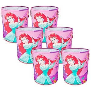 kuber industries foldable laundry basket for clothes  non-woven round cloth laundry bag  washing clothes storage basket  disney princess  45 ltr  pink