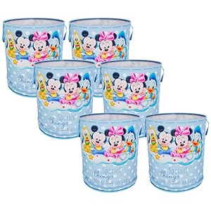 kuber industries foldable laundry basket for clothes  non-woven round cloth laundry bag  washing clothes storage basket  disney mickey friend  45 ltr  sky blue