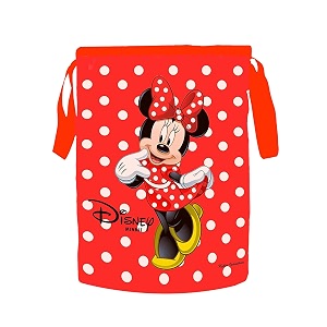 kuber industries foldable laundry basket for clothes  non-woven round cloth laundry bag  washing clothes storage basket  disney minnie mouse  45 ltr  red