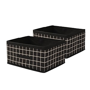 kuber industries pack of 2 foldable multi-purpose cloth organizer for storage with drawing handle  durable organisers storage box for clothestoys  check design -black