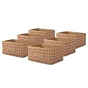 Kuber Industries Pack of 6 Foldable Multi-purpose Cloth Organizer for Storage with Drawing Handle | Durable Organisers Storage Box for Clothes/Toys | Check Design - Beige