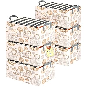 kuber industries foldable non-woven storage box for clothes  dress amp towel organiser for wardrobe  collapsible container basket - white