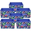 Kuber Industries Pack of 6 Foldable Storage Organiser | Marvel Avengers Print Storage Box for Books &amp; Toys | Cloth Organizer for Wardrobe | Cupboard Drawer Organizer | Blue