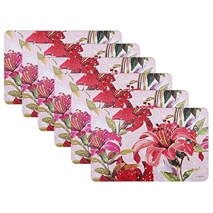 kuber industries pvc refrigerator shelf liner pack of 6  washable flower print  blue
