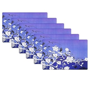 kuber industries pvc refrigerator shelf liner pack of 6  washable flower print  blue