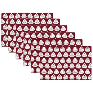 kuber industries pvc pack of 6 refrigerator shelf mat  washable maroon square print sheet for fridge shelves