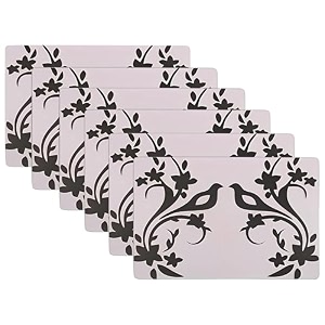 kuber industries pack of 6 fridge shelf mat  mats for fridge shelves  washable refrigerator mat  bird print fridge sheet  white amp black