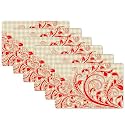 Kuber Industries PVC Refrigerator Shelf Liner, Pack of 6 | Washable Flower Print | Blue
