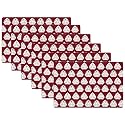 Kuber Industries PVC Pack of 6 Refrigerator Shelf Mat | Washable Maroon Square Print Sheet for Fridge Shelves