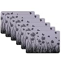 Kuber Industries Polyvinyl Chloride Pack of 6 Fridge Shelf Mat | Mats for Fridge Shelves | Washable Refrigerator Mat | Butterfly Trees Print Fridge Sheet | White &amp; Black