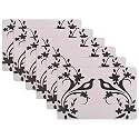 Kuber Industries Pack of 6 Fridge Shelf Mat | Mats for Fridge Shelves | Washable Refrigerator Mat | Bird Print Fridge Sheet | White &amp; Black
