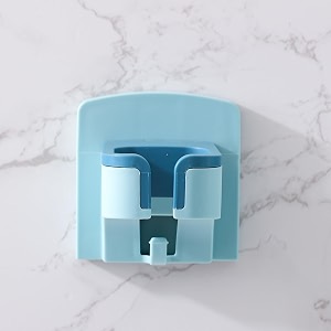 kuber industries pack of 6 hair dryer holder  wall mounted hair dryer holder for barbershop-bathroom-bedroom  self adhesive hair dryer holder  storage punch orgnizer  sm-002bl  blue