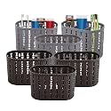 Kuber Industries Pack of 6 Hanging &amp; Wall Mounted 4 Compartment Tooth Brush Organiser &amp; Shaving Kit | Kitchen’s Cutlery Stand | Make-up/Skincare Organizer &amp; Comb Holder for Dressing Table | Beige