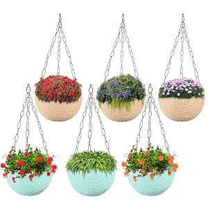 kuber industries pack of 2 hanging flower pots for living room home-lawns amp gardening  flower planter for balcony  marble euro  7 inch  beige amp pink