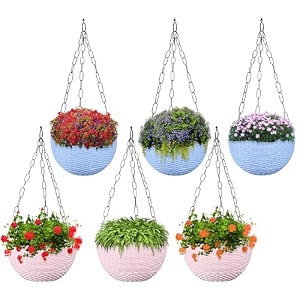 kuber industries pack of 2 hanging flower pot for living room home-lawns amp gardening  flower planter for balcony  marble euro  7 inch  beige