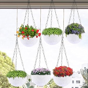 kuber industries pack of 2 hanging flower pot for living room home-lawns amp gardening  flower planter for balcony  marble euro  7 inch  beige