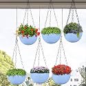 Kuber Industries Pack of 6 Hanging Flower Pot | Hanging Flower Pot for Living Room | Planters for Home-Lawns &amp; Gardening | Flower Planter for Balcony | Marble Euro | 7 Inch | Blue