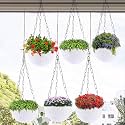 Kuber Industries Pack of 2 Hanging Flower Pot for Living Room, Home-Lawns &amp; Gardening | Flower Planter for Balcony | Marble Euro | 7 Inch | Beige