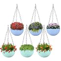 Kuber Industries Pack of 2 Hanging Flower Pot for Living Room, Home-Lawns &amp; Gardening | Flower Planter for Balcony | Marble Euro | 7 Inch | Beige