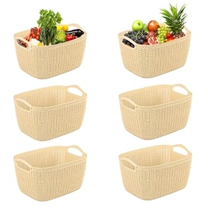 kuber industries 10 ltr multi-purpose plastic basket for storage q6  spacious pooja item holder amp fruit tokari  aesthetic home organizers for kitchen amp bedroom  brown