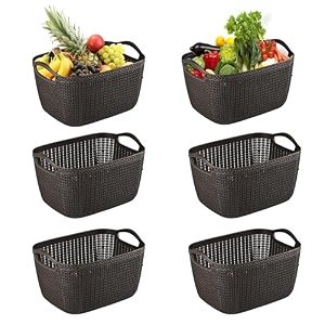 kuber industries 10 ltr multi-purpose plastic basket for storage q6  spacious pooja item holder amp fruit tokari  aesthetic home organizers for kitchen amp bedroom  brown