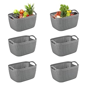 kuber industries 10 ltr multi-purpose plastic basket for storage q6  spacious pooja item holder amp fruit tokari  aesthetic home organizers for kitchen amp bedroom  brown