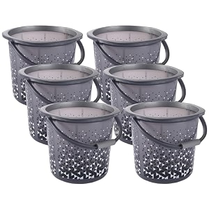 kuber industries pack of 6 multi-purpose 18 litres water bucket for washing clothes  bathing balti for bathroom  water storage container - essential for household chores  tined- black