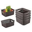 Kuber Industries Pack of 6 Multi-Purpose (6 LTR) Plastic Basket for Storage M20 | Spacious Pooja Item Holder &amp; Fruit Tokari | Aesthetic Home Organizers for Kitchen &amp; Bedroom | Dark Brown