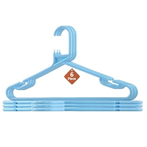 kuber industries plastic set of 6 - hangers for clothes  hangers for sarees amp dress hanging  360 degree swivel wardrobe hanger  cut notches hanging garments and accessories  black
